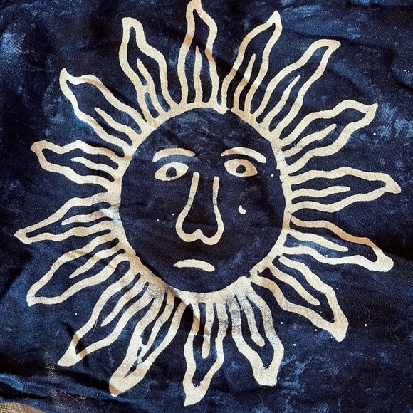 Vtg SUNGOD Size XL OSFA Sun Print Tie-Dye Blue Background Scarf Wrap Sarong NEW - Picture 13 of 15